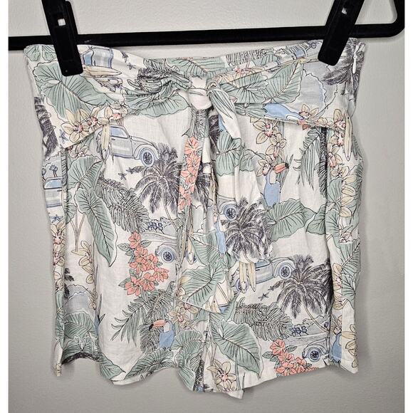 Artisan Pants - Linen Shorts Womens Size 6 Tropical Artisan NY Paperbag waist tie